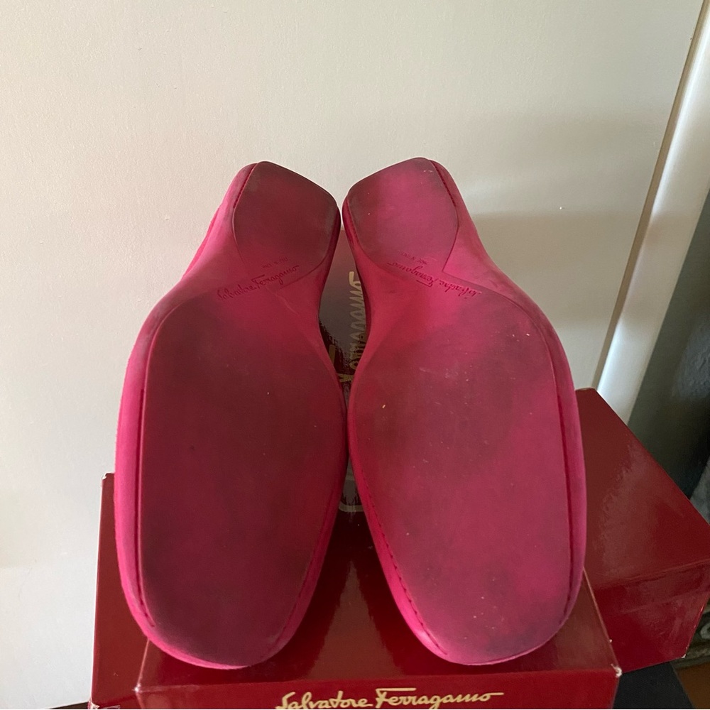 Salvatore Ferragamo Magenta Suede Loafers - Picture 5 of 6
